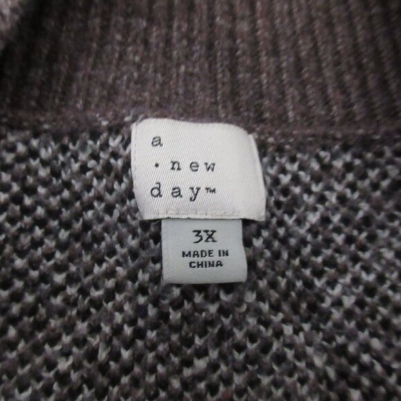 A New Day Sweater Plus Size 3X Purple Leopard Print V-Neck Knit Top Long Sleeves - Picture 7 of 10